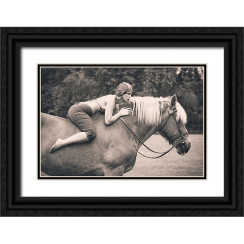 Off To The Races Black Ornate Wood Framed Art Print with Double Matting by JAE