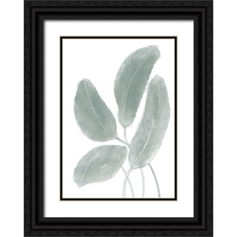 Leaves Watercolor 02 Black Ornate Wood Framed Art Print with Double Matting by 1x Studio II