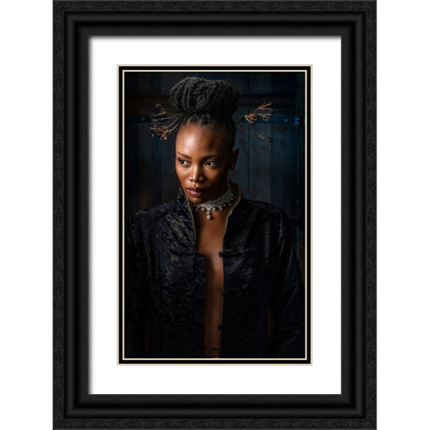 Blue Princess 2 Black Ornate Wood Framed Art Print with Double Matting by Galon Ma, Derek