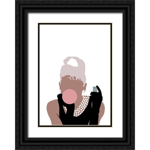 Bubblegum Girl Black Ornate Wood Framed Art Print with Double Matting by 1x Studio II