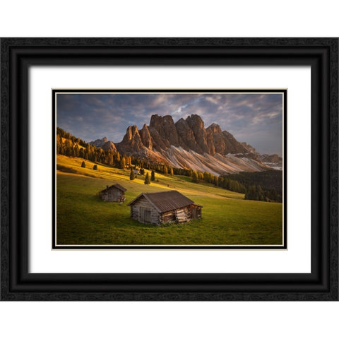 Alpine Evening Black Ornate Wood Framed Art Print with Double Matting by Rericha, Daniel