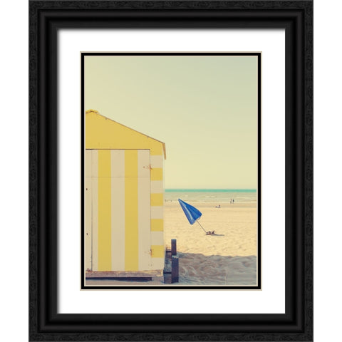 The Blue Umbrella Black Ornate Wood Framed Art Print with Double Matting by Della Latta, Massimo