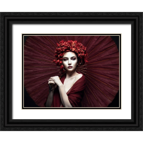 Kyoko Black Ornate Wood Framed Art Print with Double Matting by Siegart