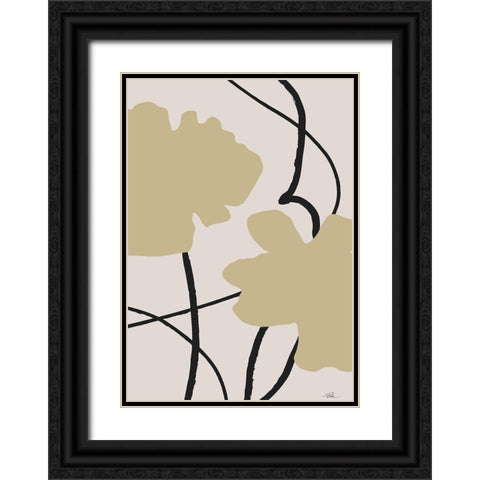 Beige Flowers 02 Black Ornate Wood Framed Art Print with Double Matting by 1x Studio II