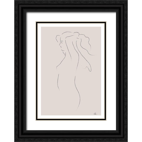 Woman Sketch Black Ornate Wood Framed Art Print with Double Matting by 1x Studio II