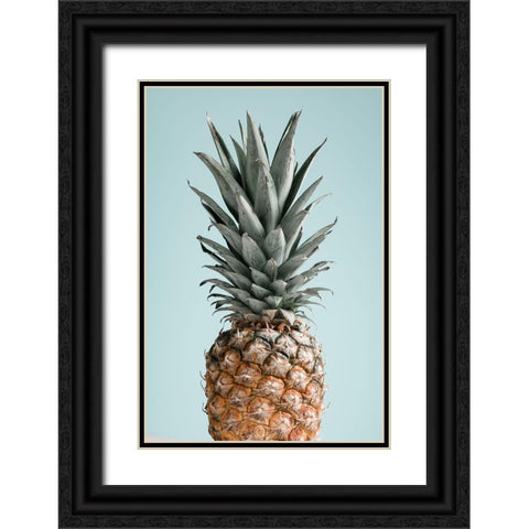 Pineapple Blue 01 Black Ornate Wood Framed Art Print with Double Matting by 1x Studio III