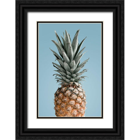 Pineapple Blue 02 Black Ornate Wood Framed Art Print with Double Matting by 1x Studio III