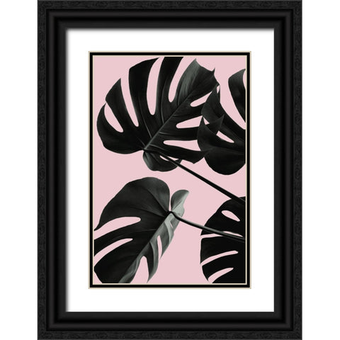 Monstera Pink No 01 Black Ornate Wood Framed Art Print with Double Matting by 1x Studio III