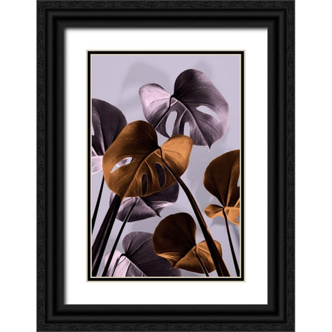 Monstera Purple 01 Black Ornate Wood Framed Art Print with Double Matting by 1x Studio III