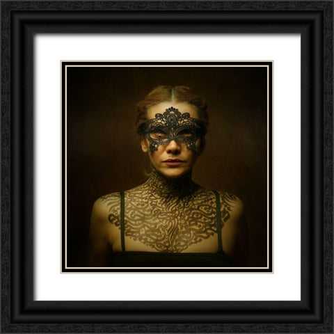 The Girl Of Typography Black Ornate Wood Framed Art Print with Double Matting by Hasheminasab, Moein