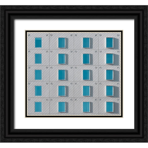 Teal Windows Black Ornate Wood Framed Art Print with Double Matting by Khorsand, Parsoa