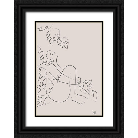 Embrace Nature Beige Black Ornate Wood Framed Art Print with Double Matting by 1x Studio II