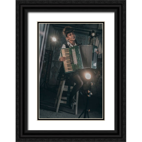 Moulin Rouge! Black Ornate Wood Framed Art Print with Double Matting by Behzadi, Amir