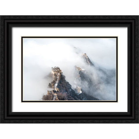 Cloud Over The Greatwall Black Ornate Wood Framed Art Print with Double Matting by Lee, Stanley
