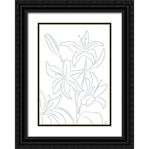 Lillies No 01 Black Ornate Wood Framed Art Print with Double Matting by 1x Studio II