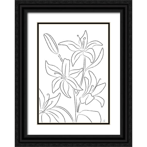 Lillies No 02 Black Ornate Wood Framed Art Print with Double Matting by 1x Studio II