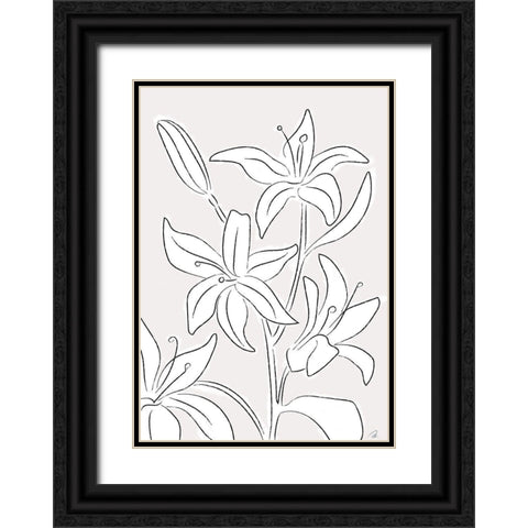 Lillies No 03 Black Ornate Wood Framed Art Print with Double Matting by 1x Studio II