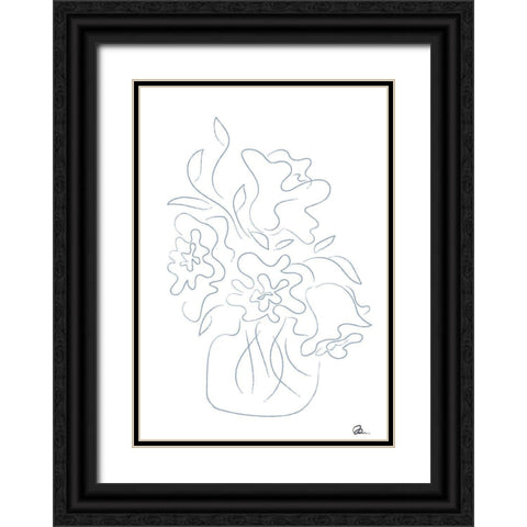 Flower Bouquet Sketch Black Ornate Wood Framed Art Print with Double Matting by 1x Studio II