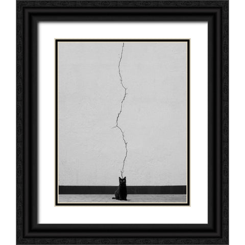 Cat Thoughts Black Ornate Wood Framed Art Print with Double Matting by Alizolghadri93