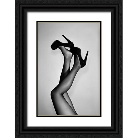 Velvet Pumps Black Ornate Wood Framed Art Print with Double Matting by 1x Studio III