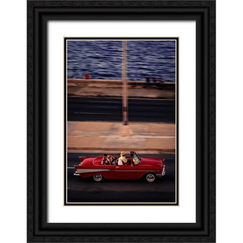 Red Car Driving Black Ornate Wood Framed Art Print with Double Matting by Bauer, Andreas