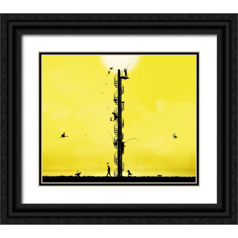 Slapstick Drama Black Ornate Wood Framed Art Print with Double Matting by Kazutoshikawakami