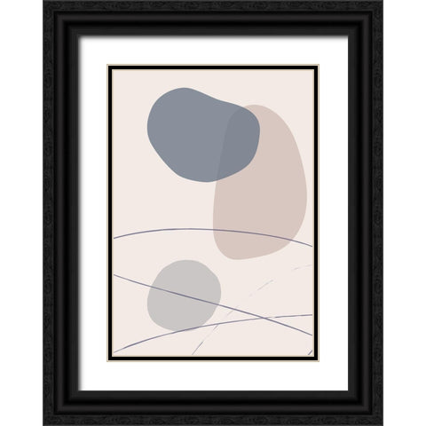New Shapes Blue No 3 Black Ornate Wood Framed Art Print with Double Matting by 1x Studio