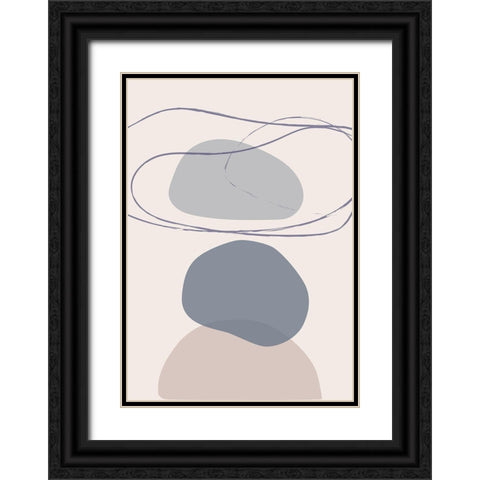 New Shapes Blue No 4 Black Ornate Wood Framed Art Print with Double Matting by 1x Studio