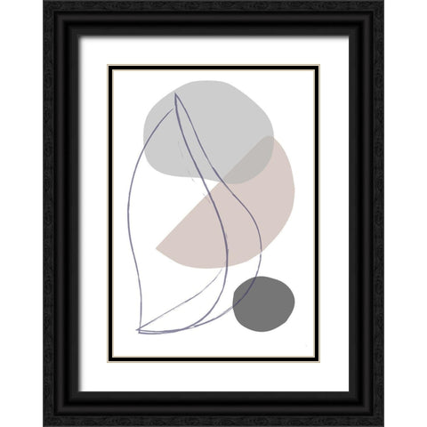 New Shapes Beige 01 Black Ornate Wood Framed Art Print with Double Matting by 1x Studio