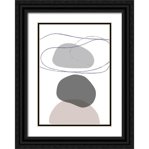 New Shapes Beige 04 Black Ornate Wood Framed Art Print with Double Matting by 1x Studio