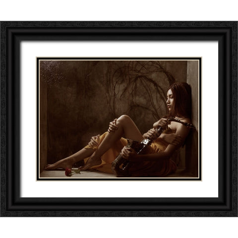 Play Me A Song! Black Ornate Wood Framed Art Print with Double Matting by Kisworo, Sebastian