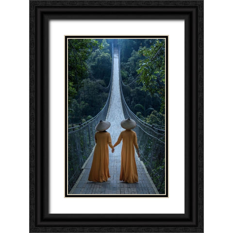 The Bridge Black Ornate Wood Framed Art Print with Double Matting by Mikael, Fira
