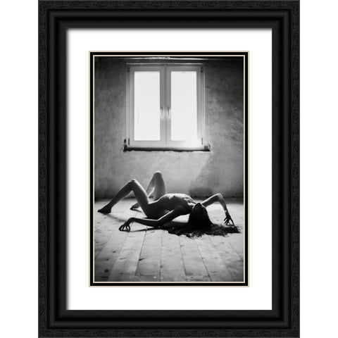 Spidergirl Black Ornate Wood Framed Art Print with Double Matting by Kaminski, Lukas