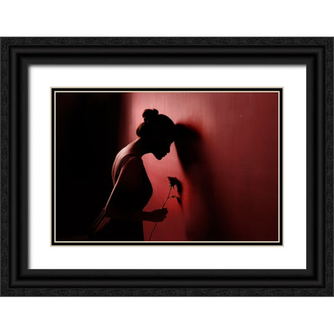 Red Rose 3 Black Ornate Wood Framed Art Print with Double Matting by Kisworo, Sebastian