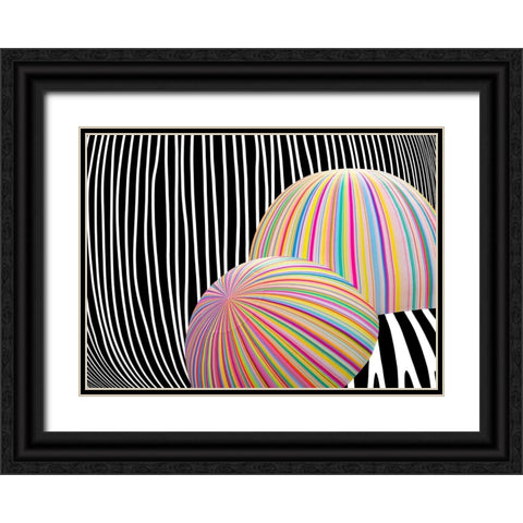Abstract Expression Black Ornate Wood Framed Art Print with Double Matting by Pearson, Wayne
