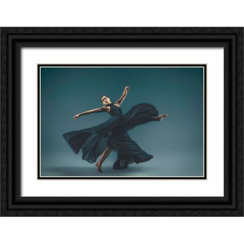Flow Of Dance Black Ornate Wood Framed Art Print with Double Matting by Li, Rob