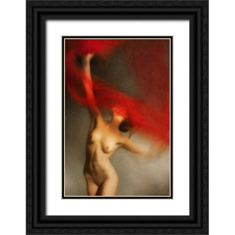 Red Iii Black Ornate Wood Framed Art Print with Double Matting by miriana