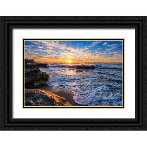 San Diego Sunset Black Ornate Wood Framed Art Print with Double Matting by Reames, Richard