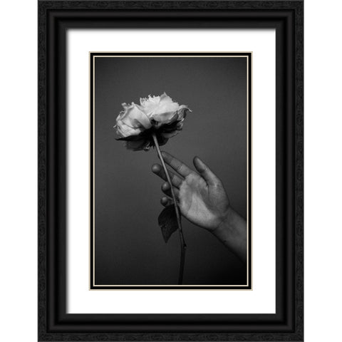 Peony Black Ornate Wood Framed Art Print with Double Matting by Frolova, Antonida