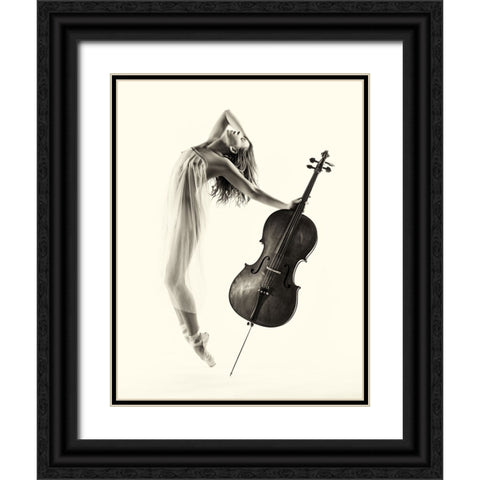 The Cello Dance Black Ornate Wood Framed Art Print with Double Matting by Yang, James