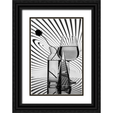 Glass And Lines Black Ornate Wood Framed Art Print with Double Matting by Usmanova, Larisa