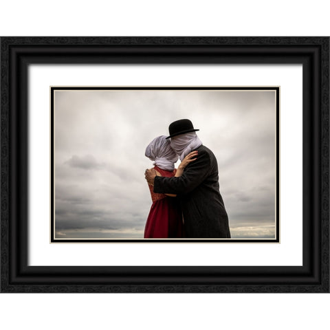 The Lovers Then And Now Black Ornate Wood Framed Art Print with Double Matting by Ze, Genadijs