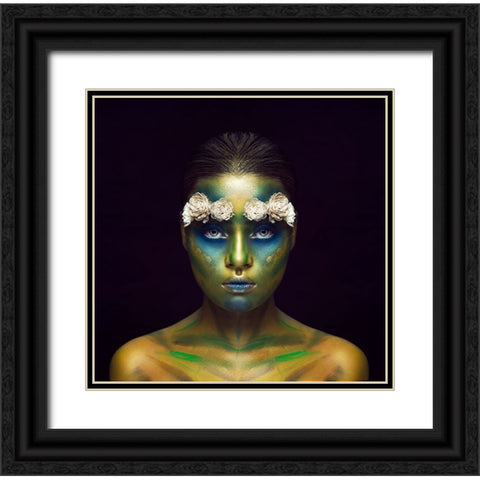 Dark Girl Black Ornate Wood Framed Art Print with Double Matting by Mukherjee, Debarghya