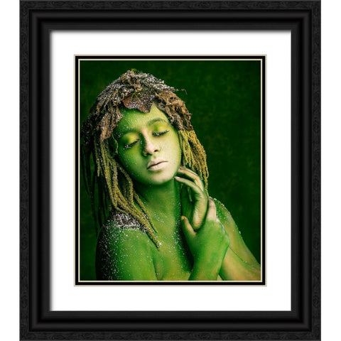 Green Witch Black Ornate Wood Framed Art Print with Double Matting by Mukherjee, Debarghya