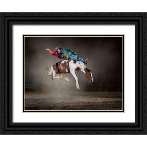 Buckjumping Black Ornate Wood Framed Art Print with Double Matting by Ma, Frank