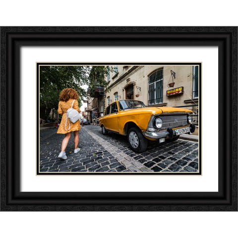 Baku City Black Ornate Wood Framed Art Print with Double Matting by Ali Nanadeh, Amir