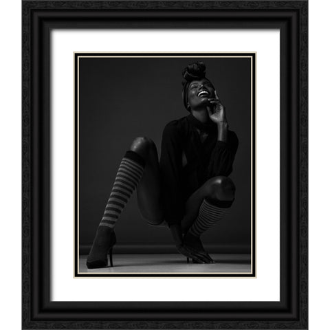 Happy Erika Black Ornate Wood Framed Art Print with Double Matting by Diaz, Anderson