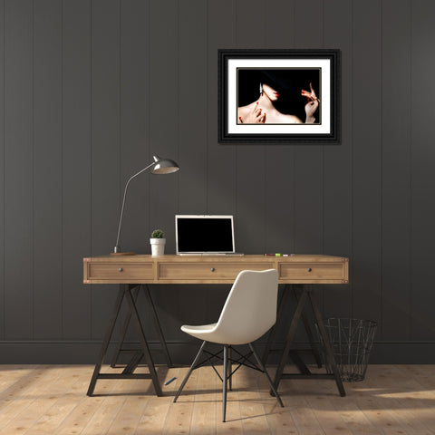 Red Black Ornate Wood Framed Art Print with Double Matting by Washimi, Masatoshi