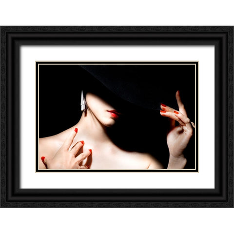 Red Black Ornate Wood Framed Art Print with Double Matting by Washimi, Masatoshi