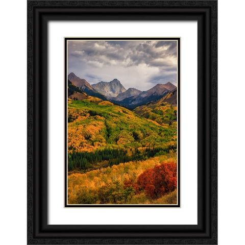 Capitol Peak Black Ornate Wood Framed Art Print with Double Matting by Zheng, Michael